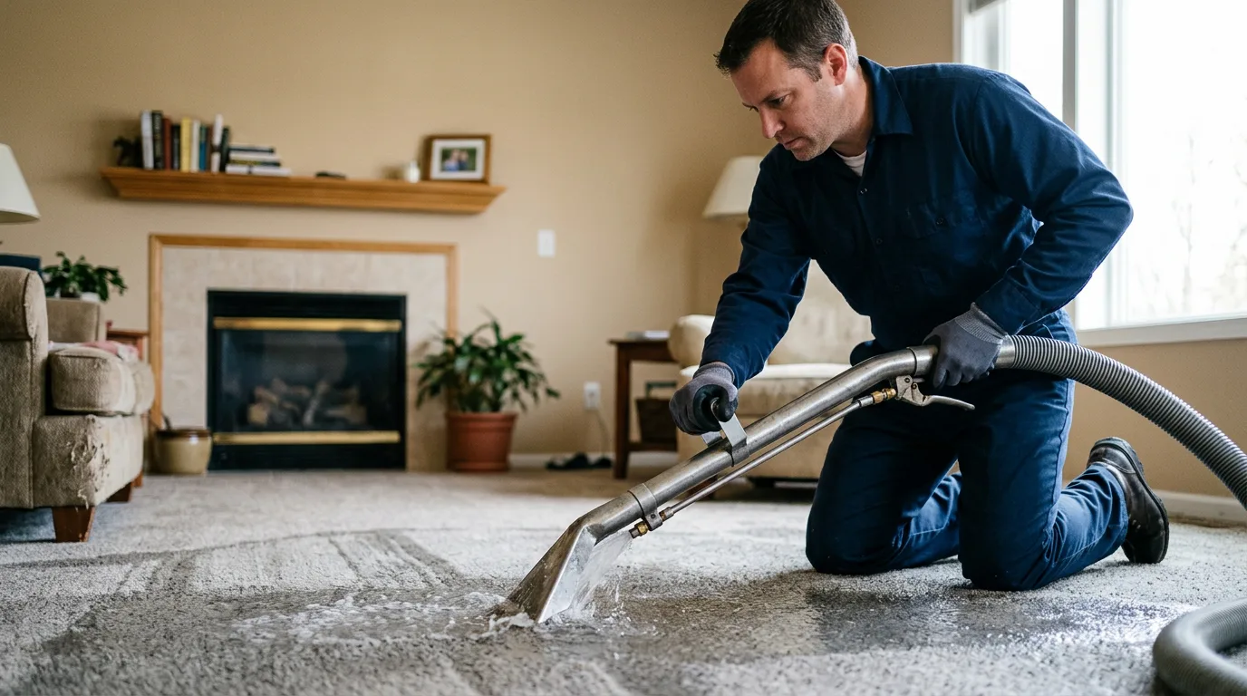 Water damage restoration technician working near Kansas City, MO